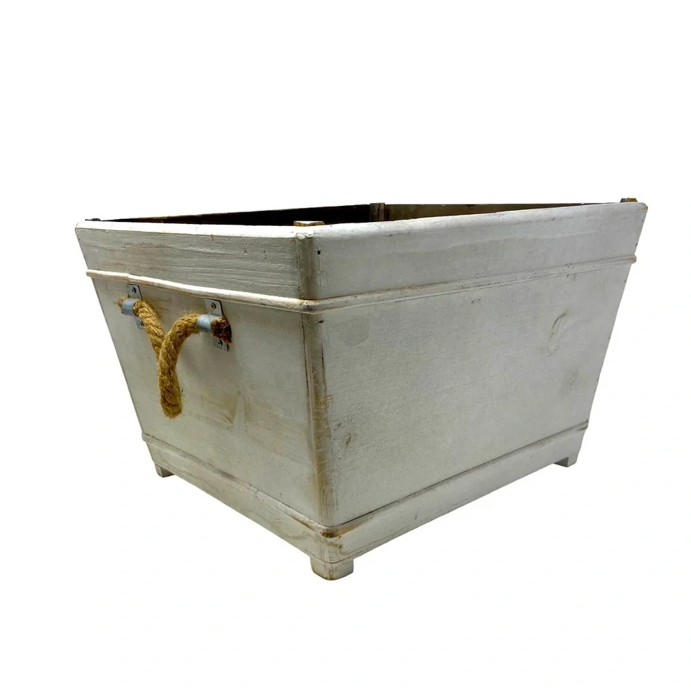 Kirkland | Distressed | Monogram M | Wooden Bin | With Handles